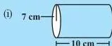 Cylinders with radius and height marked on the figures, the Try These practice for volume of a cylinder