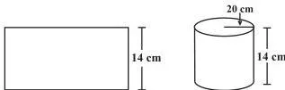 Rectangular paper sheet rolled along its width into a cylinder, the width becoming height and the length becoming circumference
