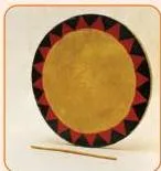 A plate of percussion instruments from different regions of India used for the mapping activity