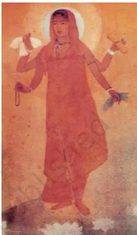 A popular print of Jawaharlal Nehru holding the image of Bharat Mata and the map of India close to his heart
