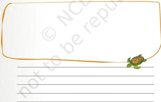 Picture space for pasting or drawing an animal that protects itself with a hard cover, from the writing exercise