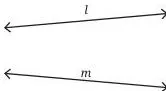 In Fig. 5.20, draw a transversal $t$ to the lines $l$ and $m$ such that one pair of corresponding angles is equal.