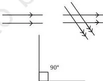 Parallel lines marked with arrow heads, a second set of parallel lines marked with double arrow heads, and a small square showing a right angle