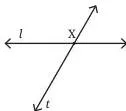 Step 1: Draw a line $l$ and a transversal $t$ intersecting it at point X.