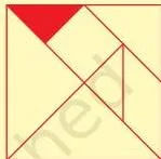 A square divided into large triangles, one red small triangle marked, to work out what part of the square it covers