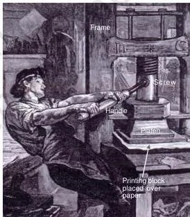 Portrait of Johann Gutenberg from 1584, the German craftsman who developed the first-known printing press in Europe
