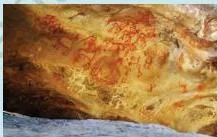 Ancient rock painting at Bhimbetka showing humans riding horses, evidence that domesticated animals have lived alongside people for over 10,000 years