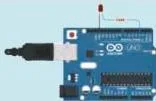 An Arduino board with its onboard LED switched off, the first state of the Blink programme