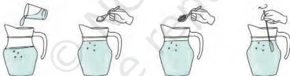 Three panels of first-aid for a burn: washing under running tap water, applying ointment and covering with a loose bandage that keeps pressure off the burn