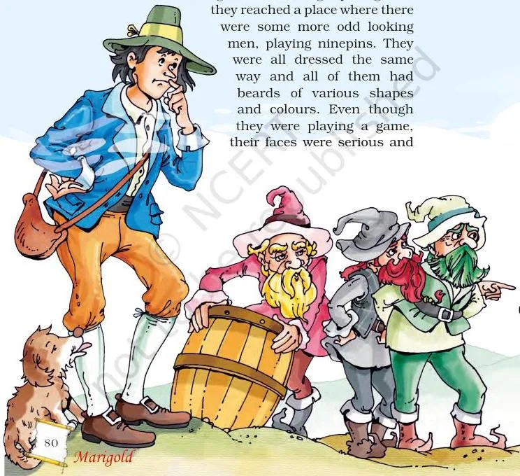 Suddenly, he heard a voice calling out, 'Rip Van Winkle, Rip Van Winkle!' He looked around and saw a short, old man, with thick hair and a grizzled beard walking towards him with a barrel.