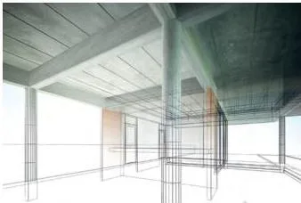 A roof shown with its supporting beams underneath, illustrating that heavy pots can be placed over beams where the roof carries more weight