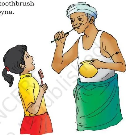Moyna found the *neem* twig to be too bitter, but the *babool* twig tasted better. “I might start using *babool* twigs, *Dadu!*” exclaimed Moyna.