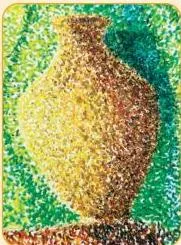 A colour swatch built from small dots of sketch pen showing how stippling creates tone and shade
