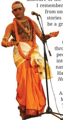 Illustration of the Harikathe tradition beside the line naming Andhra Pradesh, Telangana, Maharashtra, Karnataka and Tamil Nadu where it became popular.