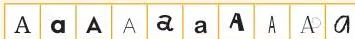 A reference table showing several written versions of the same letter, demonstrating how widely a single letter form can vary