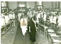 Members of the Constituent Assembly in session during the drafting of the Indian Constitution