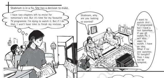 Student choosing to sit and revise chapters instead of watching television, illustrating that a constitution saves us from our own impulses