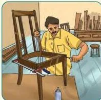 Rajesh is a carpenter who buys wood from a nearby market for ₹600 to make furniture.
