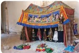 Kathputli string puppets of Rajasthan performing, showing storytelling through objects