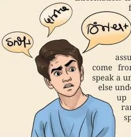 Illustration of the gibberish experiment where each student pretends to come from a different planet and speaks a unique language nobody understands