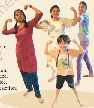 A child standing in the Veera corner of the room, depicting bravery in voice, expression and action