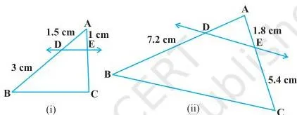 1. In Fig. 6.17, (i) and (ii), $DE \parallel BC$.