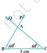Then, at the points B and C respectively, construct angles PBC and QCB of some measures, say, 60° and 40°. Also, at the points E and F, construct angles REF and SFE of 60° and 40° respectively (see…