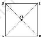 Square ABCD with diagonals meeting at O, where equal angles forming a linear pair make each angle a right angle