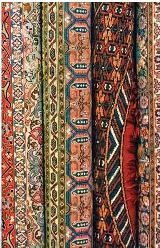 A few specimens of colourful traditional Indian textiles.