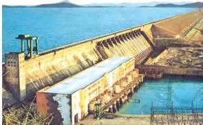 The Hirakud Dam wall across the Mahanadi river, an example of a multi-purpose project that combines water conservation with flood control