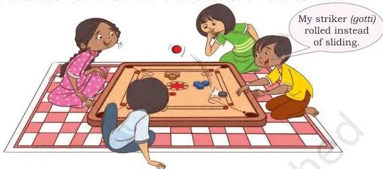 Children are playing carrom as shown below.