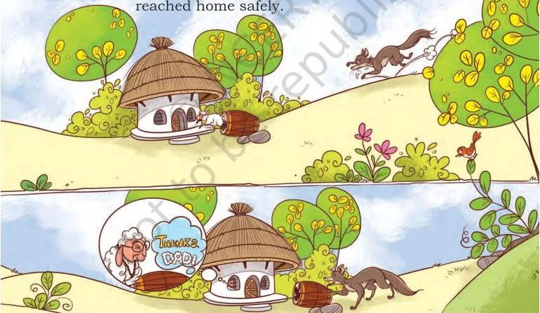 The wolf could not catch the lamb and she reached home safely.