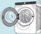 A front-loading washing machine, an appliance whose specification states it consumes about 70 litres of water per washing cycle