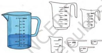 Graduated cylinders and measuring cups of different sizes, laboratory tools that are accurate but inconvenient for everyday household use