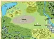 A hand-drawn neighbourhood map marking the locality's water sources such as wells, tanks and delivery points