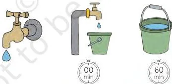 A person timing a dripping tap with a stopwatch while a bucket collects the wasted water, the method for measuring wastage from a leak