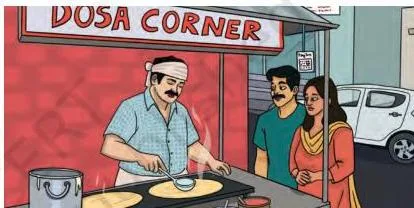 A parent cooking for a child and a food-cart vendor serving customers, showing similar services in different contexts — the opening idea of work in human services class 9