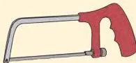 A hacksaw cutting a piece of wood held firmly in a bench vice, following a straight marked line
