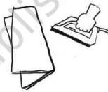A square of sample fabric being cut, washed, dried and ironed, the preparation steps before any tying begins