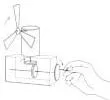 Steps for making a working windmill model from cardboard, straws and chart paper, combining a propeller with a wheel and axle