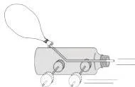 Steps for making an air balloon car from a plastic bottle, straw and balloon, showing air pushing the car forward